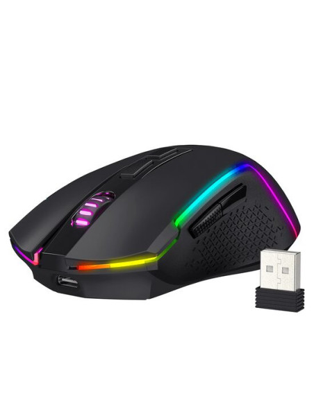 M693,Mouse gaming wireless si bluetooth Redragon Trident negru iluminare RGB