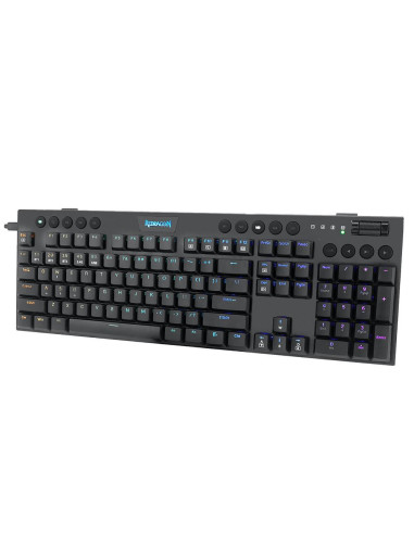 K618RGB-PRO_RD,Tastatura gaming mecanica Bluetooth cu fir si wireless Redragon Horus Pro neagra iluminare RGB switch-uri rosii