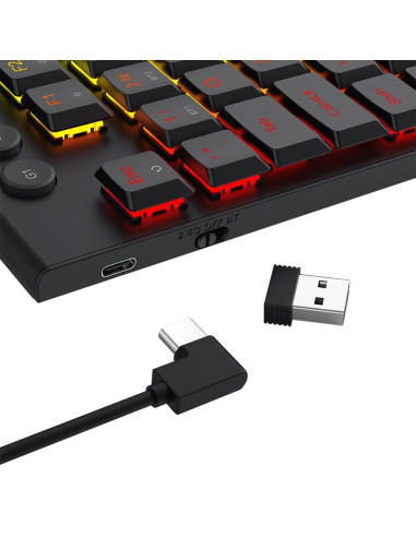 K618RGB-PRO_RD,Tastatura gaming mecanica Bluetooth cu fir si wireless Redragon Horus Pro neagra iluminare RGB switch-uri rosii