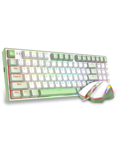 S134,Kit tastatura mecanica si mouse Redragon Ultimate Gaming Rig albe iluminare RGB