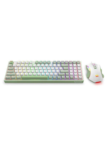 S134,Kit tastatura mecanica si mouse Redragon Ultimate Gaming Rig albe iluminare RGB