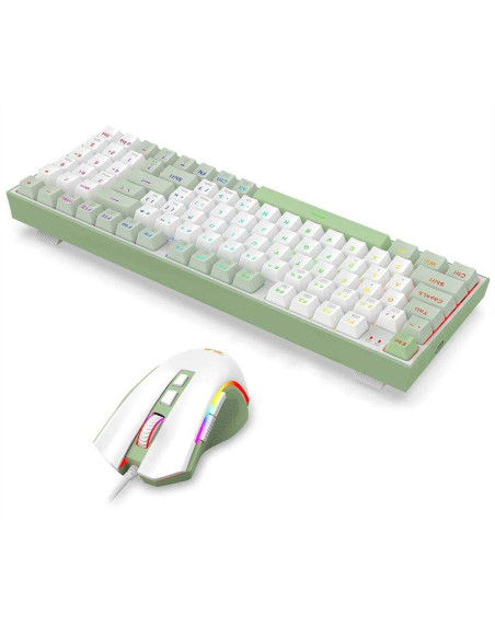 S134,Kit tastatura mecanica si mouse Redragon Ultimate Gaming Rig albe iluminare RGB