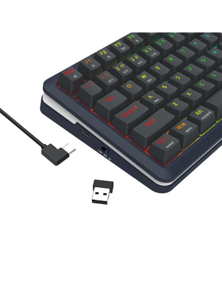 K708-RGB-PRO,Tastatura gaming mecanica Bluetooth cu si fara fir Redragon Flekact Pro neagra iluminare RGB