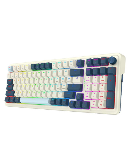 K686WB-RGB-PRO,Tastatura gaming mecanica Bluetooth cu si fara fir Redragon Eisa Pro alba cu albastru iluminare RGB