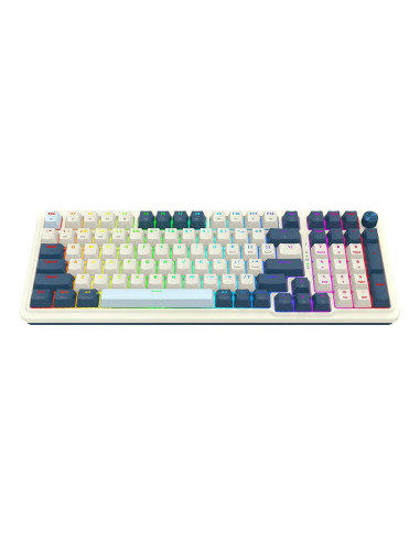 K686WB-RGB-PRO,Tastatura gaming mecanica Bluetooth cu si fara fir Redragon Eisa Pro alba cu albastru iluminare RGB