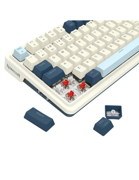 K686WB-RGB-PRO,Tastatura gaming mecanica Bluetooth cu si fara fir Redragon Eisa Pro alba cu albastru iluminare RGB