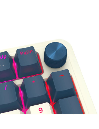 K686WB-RGB-PRO,Tastatura gaming mecanica Bluetooth cu si fara fir Redragon Eisa Pro alba cu albastru iluminare RGB