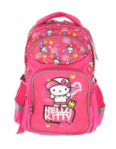 HKRS2342-2,Ghiozdan clasele 1-4 hello kitty 3 fermoare roz pigna