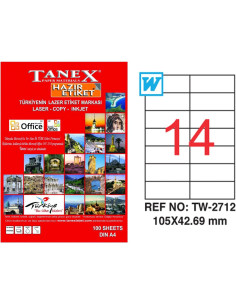 TW2712,Etichete 14/a4 105*42.69mm colturi drepte 100/top tanex 2