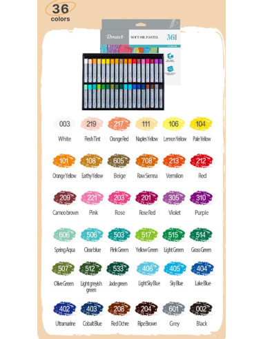 DLEC340-36,Creioane ulei pastel profesionale 36 culori dmast by pebeo