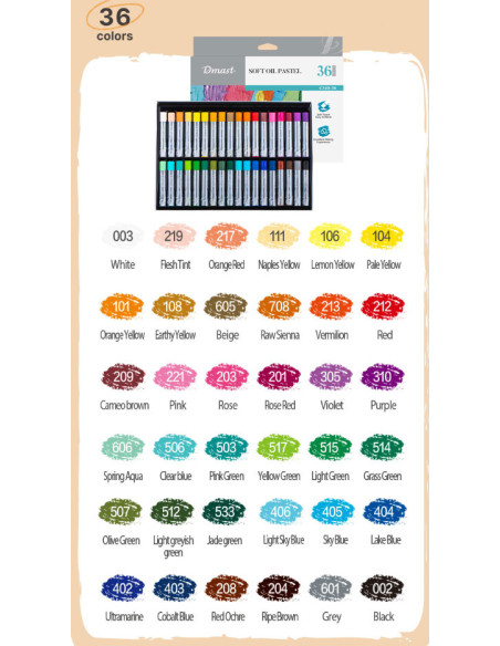 DLEC340-36,Creioane ulei pastel profesionale 36 culori dmast by pebeo
