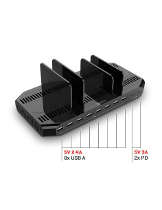 73435,Statie de incarcare Lindy cu 10 porturi USB, 120W, 73435