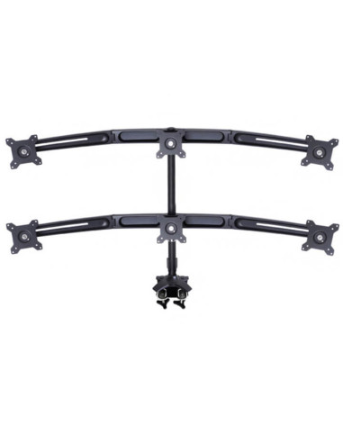 Suport 2xMB-5002 + 1xMB-5019,Suport pentru 6 monitoare /LCD birou Multibrackets,15"-24", negru, cu clema prindere pe birou