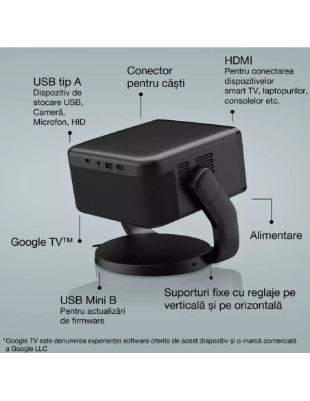 V11HB38140,Mini proiector laser inteligent Epson EF-22B cu suport, 1000 lumeni, contrast 5.000.000: 1