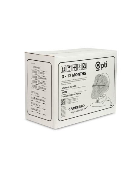 TERO-8003,Leagan electric rotativ 360⁰ cu telecomanda, melodii, sunete, senzor de mișcare și inclinare reglabila Caretero OPTI V