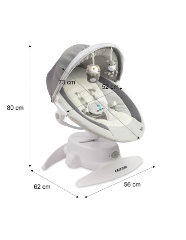 TERO-8003,Leagan electric rotativ 360⁰ cu telecomanda, melodii, sunete, senzor de mișcare și inclinare reglabila Caretero OPTI V