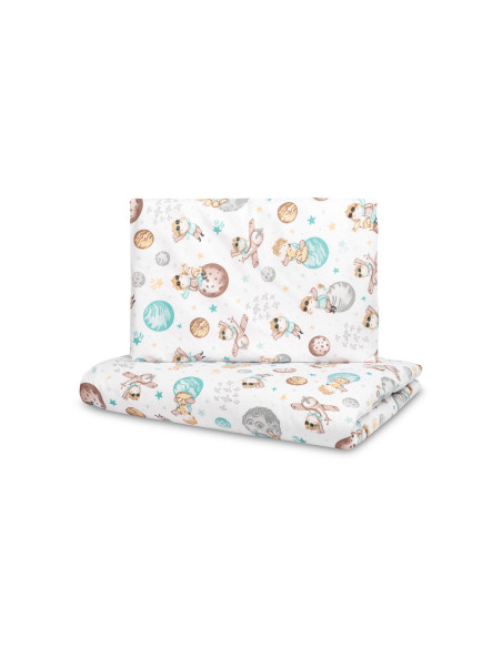 SILLO-43591,Set lenjerie de pat bumbac 100% cu 2 piese 100x135 cm/40x60 cm Sensillo Planete