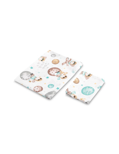 SILLO-43591,Set lenjerie de pat bumbac 100% cu 2 piese 100x135 cm/40x60 cm Sensillo Planete