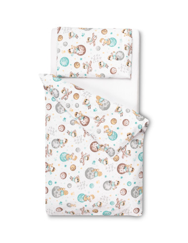 SILLO-43591,Set lenjerie de pat bumbac 100% cu 2 piese 100x135 cm/40x60 cm Sensillo Planete
