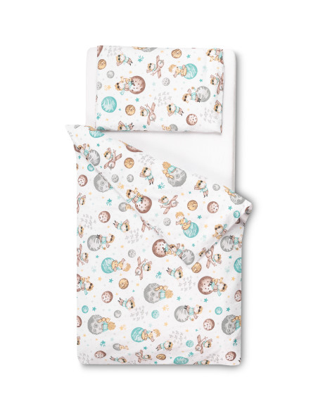 SILLO-43591,Set lenjerie de pat bumbac 100% cu 2 piese 100x135 cm/40x60 cm Sensillo Planete