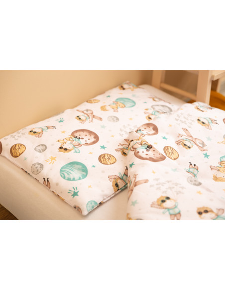 SILLO-43591,Set lenjerie de pat bumbac 100% cu 2 piese 100x135 cm/40x60 cm Sensillo Planete