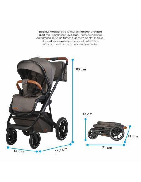 322065362324080364,Sistem modular 3in1 Coccolle Nessia Anthracite + Scoica auto Coccolle Knox Anthracite