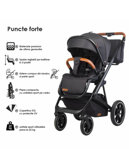 322065360324080364,Sistem modular 3in1 Coccolle Nessia Diamond black + Scoica auto Coccolle Knox Anthracite