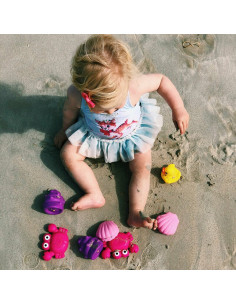 BN-857265,Set 7 animalute de baie, Fara gauri, Cu gentuta pentru transport, Fara BPA, Floating Sea Friends, Playgro, Pink 2