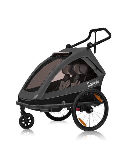 BN-LO-CAMA_GREY_GRAPHITE,Carucior si remorca de bicicleta, Lionelo, Cama, Multifunctional, Pentru 1 sau 2 copii, Cu sistem de ab