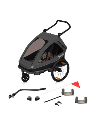 BN-LO-CAMA_GREY_GRAPHITE,Carucior si remorca de bicicleta, Lionelo, Cama, Multifunctional, Pentru 1 sau 2 copii, Cu sistem de ab
