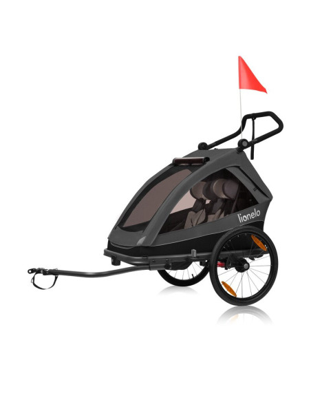 BN-LO-CAMA_GREY_GRAPHITE,Carucior si remorca de bicicleta, Lionelo, Cama, Multifunctional, Pentru 1 sau 2 copii, Cu sistem de ab