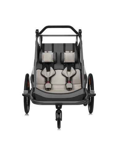 BN-LO-CAMA_GREY_GRAPHITE,Carucior si remorca de bicicleta, Lionelo, Cama, Multifunctional, Pentru 1 sau 2 copii, Cu sistem de ab