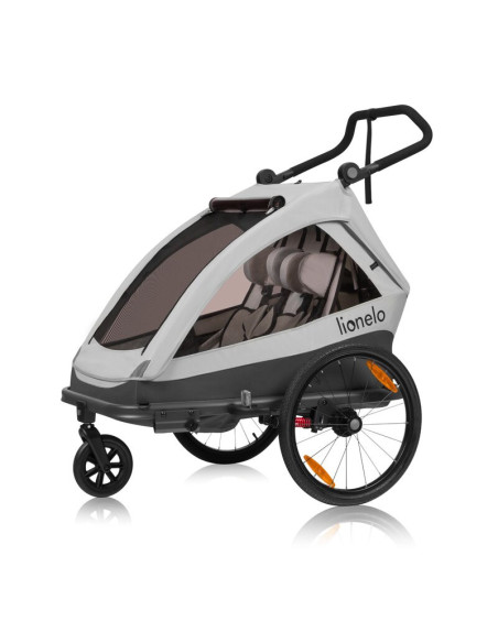 BN-LO-CAMA_GREY_STONE,Carucior si remorca de bicicleta, Lionelo, Cama, Multifunctional, Pentru 1 sau 2 copii, Cu sistem de absor