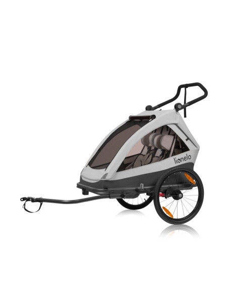 BN-LO-CAMA_GREY_STONE,Carucior si remorca de bicicleta, Lionelo, Cama, Multifunctional, Pentru 1 sau 2 copii, Cu sistem de absor