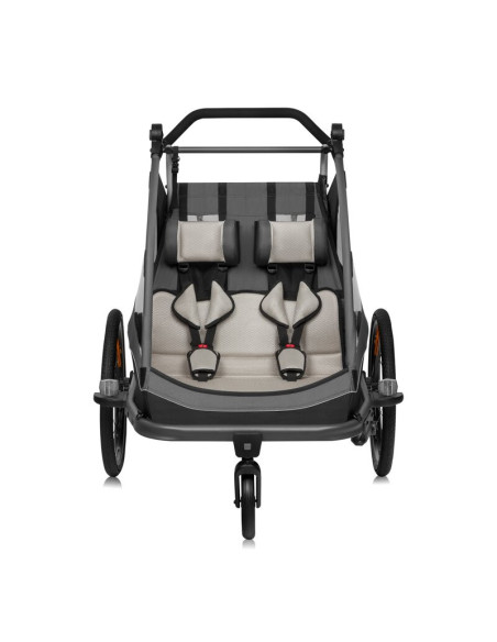 BN-LO-CAMA_GREY_STONE,Carucior si remorca de bicicleta, Lionelo, Cama, Multifunctional, Pentru 1 sau 2 copii, Cu sistem de absor