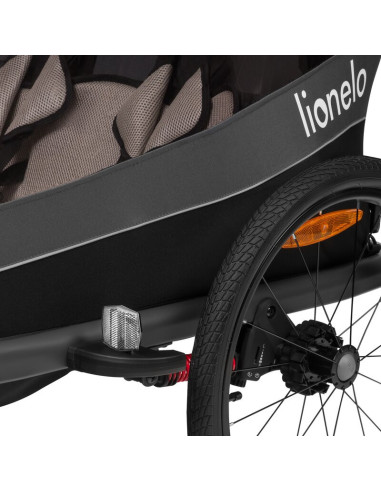 BN-LO-CAMA_GREY_STONE,Carucior si remorca de bicicleta, Lionelo, Cama, Multifunctional, Pentru 1 sau 2 copii, Cu sistem de absor