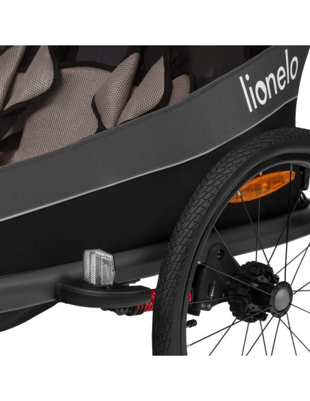 BN-LO-CAMA_GREY_STONE,Carucior si remorca de bicicleta, Lionelo, Cama, Multifunctional, Pentru 1 sau 2 copii, Cu sistem de absor