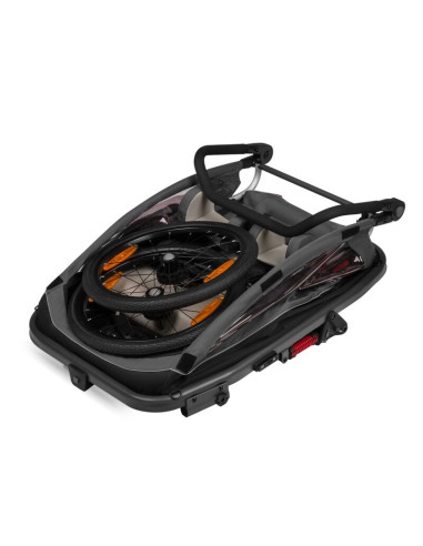 BN-LO-CAMA_GREY_STONE,Carucior si remorca de bicicleta, Lionelo, Cama, Multifunctional, Pentru 1 sau 2 copii, Cu sistem de absor