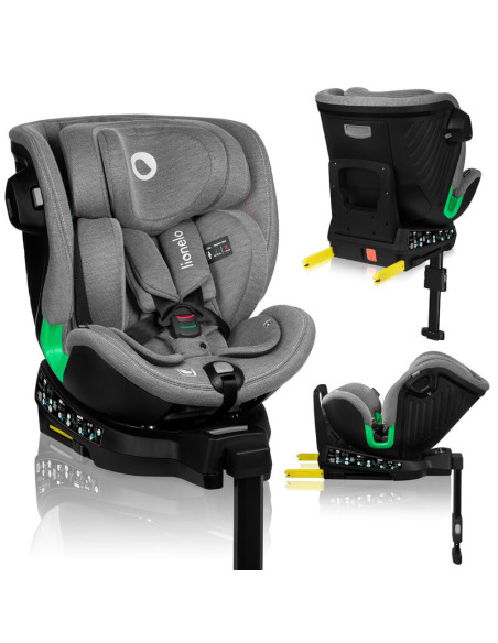 BN-LO-HARMONY_I-SIZE_GREY_CONCRETE_BAMBOO,Scaun auto, Lionelo, Harmony i-Size, Rotire 360 grade, Protectie laterala, Cu spatar r