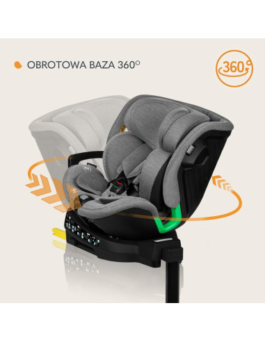 BN-LO-HARMONY_I-SIZE_GREY_CONCRETE_BAMBOO,Scaun auto, Lionelo, Harmony i-Size, Rotire 360 grade, Protectie laterala, Cu spatar r