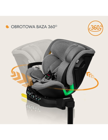 BN-LO-HARMONY_I-SIZE_GREY_CONCRETE_BAMBOO,Scaun auto, Lionelo, Harmony i-Size, Rotire 360 grade, Protectie laterala, Cu spatar r