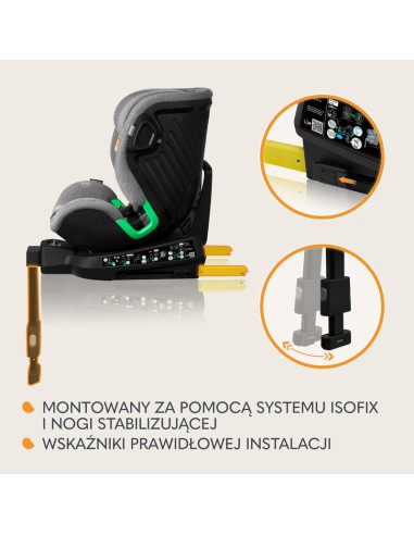 BN-LO-HARMONY_I-SIZE_GREY_CONCRETE_BAMBOO,Scaun auto, Lionelo, Harmony i-Size, Rotire 360 grade, Protectie laterala, Cu spatar r