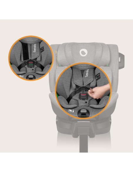 BN-LO-HARMONY_I-SIZE_GREY_CONCRETE_BAMBOO,Scaun auto, Lionelo, Harmony i-Size, Rotire 360 grade, Protectie laterala, Cu spatar r