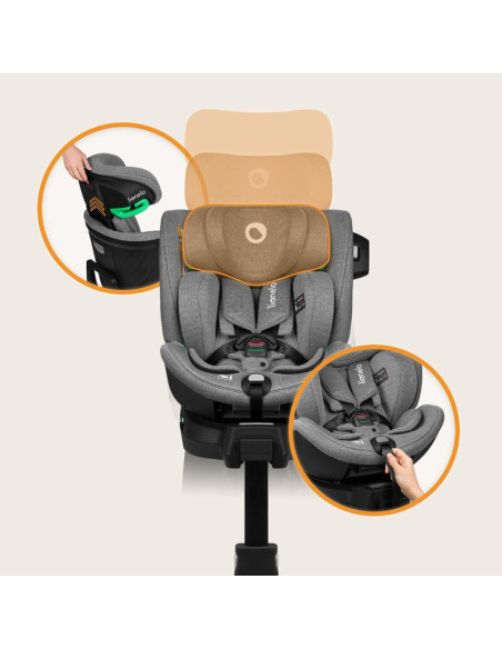 BN-LO-HARMONY_I-SIZE_GREY_CONCRETE_BAMBOO,Scaun auto, Lionelo, Harmony i-Size, Rotire 360 grade, Protectie laterala, Cu spatar r