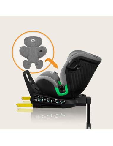 BN-LO-HARMONY_I-SIZE_GREY_CONCRETE_BAMBOO,Scaun auto, Lionelo, Harmony i-Size, Rotire 360 grade, Protectie laterala, Cu spatar r