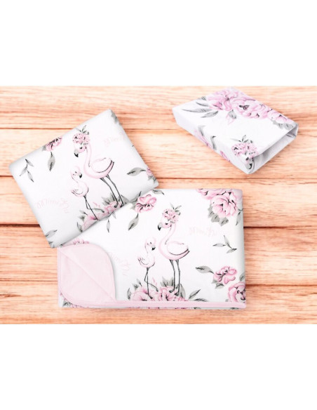 BN-6426972025850,Lenjerie patut cu 3 piese, MimiNu, Cu cearceaf 120x60 cm, Din bumbac certificat Oeko Tex Standard 100, Cu patur