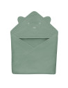 BN-LO-MUSLIN_HOODED_TOWEL_GREEN_FOREST,Prosop de baie, Lionelo, Cu gluga, Din muselina, 100% bumbac, 80x80 cm, Absorbtie eficien