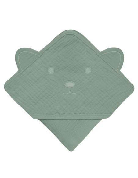 BN-LO-MUSLIN_HOODED_TOWEL_GREEN_FOREST,Prosop de baie, Lionelo, Cu gluga, Din muselina, 100% bumbac, 80x80 cm, Absorbtie eficien BN-LO-MUSLIN_HOODED_TOWEL_GREEN_FOREST,Prosop de baie, Lionelo, Cu gluga, Din muselina, 100% bumbac, 80x80 cm, Absorbtie eficien