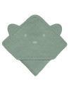 BN-LO-MUSLIN_HOODED_TOWEL_GREEN_FOREST,Prosop de baie, Lionelo, Cu gluga, Din muselina, 100% bumbac, 80x80 cm, Absorbtie eficien