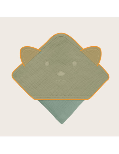 BN-LO-MUSLIN_HOODED_TOWEL_GREEN_FOREST,Prosop de baie, Lionelo, Cu gluga, Din muselina, 100% bumbac, 80x80 cm, Absorbtie eficien BN-LO-MUSLIN_HOODED_TOWEL_GREEN_FOREST,Prosop de baie, Lionelo, Cu gluga, Din muselina, 100% bumbac, 80x80 cm, Absorbtie eficien